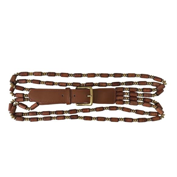 Express vintage women\'s leather and beaded belt size medium main image 4